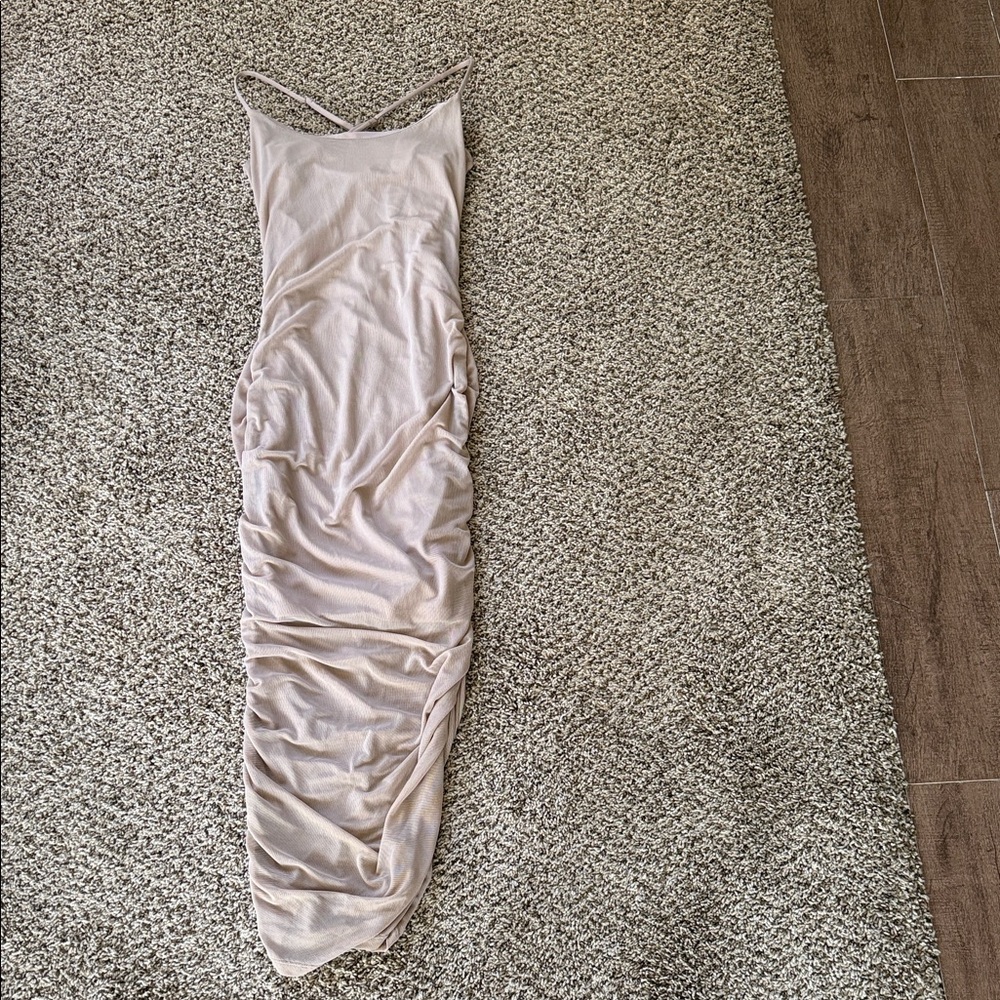 Chic Ruched Maxi Dress in Cream